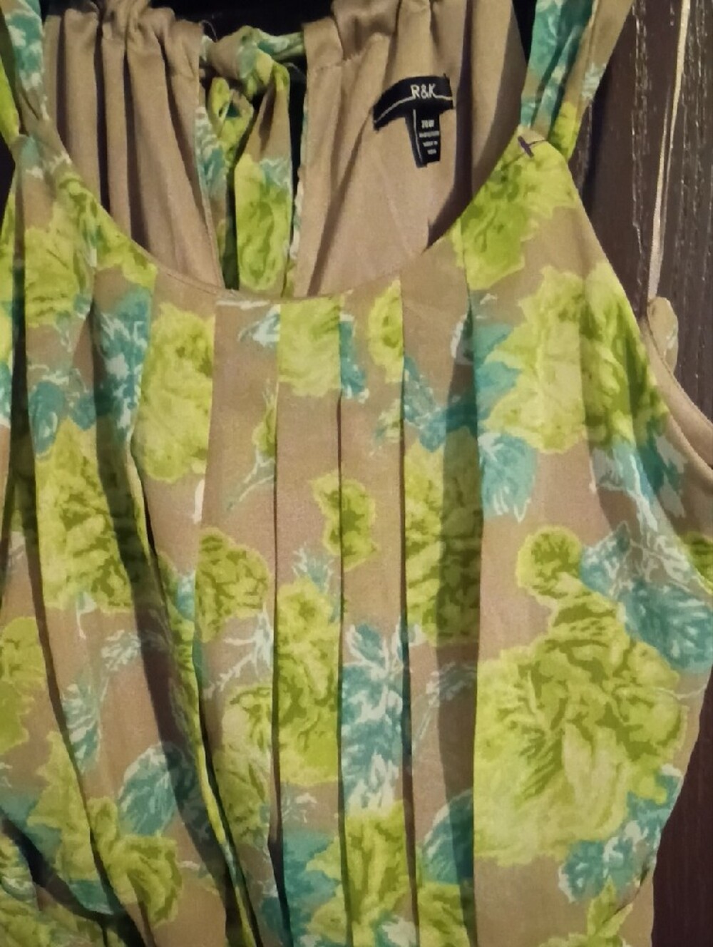 R&K Taupe Maxi Dress with Green & Blue Floral Pattern - Picture 2 of 3